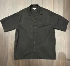 A13475 マーガレットハウエル 23ss リネン100半袖シャツ ブラックL