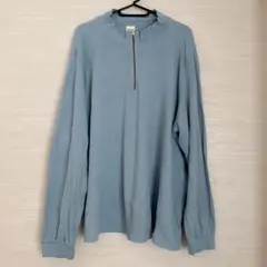 BLAIR リブ編みジッパートップス ハーフジップ ライトブルー 2XL