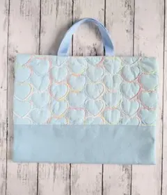 レッスンバッグ ハート柄刺繍 トートバッグ