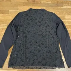 黒 花柄レース トップス LLサイズ 管理No.XL02