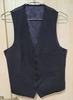 【美品】ネイビー　スーツベスト　ボタン式