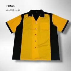 Hilton ボウリングシャツ L 黒黄 半袖開襟シャツ L ロカビリーのサムネイル