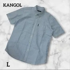 KANGOL 半袖シャツ ライトブルー ストライプ Lサイズのサムネイル