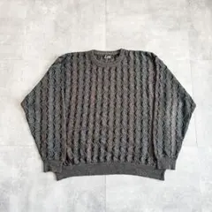 1980's~ USA製 コットン アクリル 総柄 デザイン ニット セーター