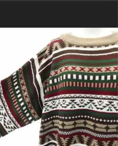 クリスマスに！FASHIRU ノルディック柄ニット　セーター 茶　ブラウン