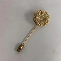 シャネル 1080 ヴィンテージ クローバー ラインストーン ピン ブローチ