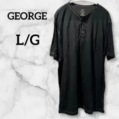 ✨ GEORGE 【L/G】 ヘンリーネック Tシャツ 半袖 ブラックのサムネイル