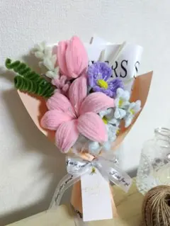 SALE¥2300 モールフラワー ピンクの枯れない花束　卒業入学祝い