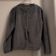 【期間限定激安】ノーカラーフリースジャケット ダークグレー