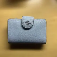 COACH 二つ折り財布 ライトブルー