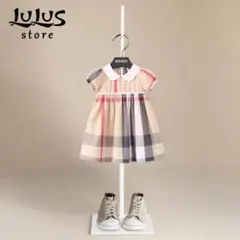 女の子ワンピース丸襟チェック柄半袖夏服上品フォーマルファミリアミキハウス組曲好き