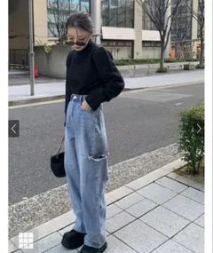 ◼️新品タグ付き◼️GRL サイドカッティングデニムパンツ[cu273] ブルー Sのサムネイル