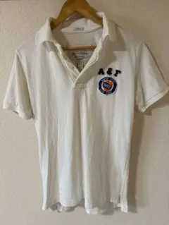 アバクロンビー＆フィッチ ロゴ刺繍ポロシャツ ホワイトSサイズ