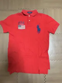 Polo by Ralph Lauren 赤 M ポロシャツ USA国旗刺繍 | Mercari