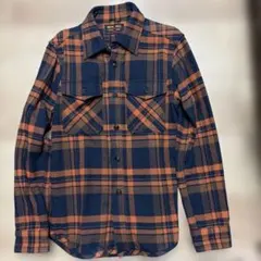 UES ウエス チェック柄ネルシャツ S ネイビー/オレンジのサムネイル
