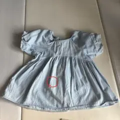 デニム 半袖フレアトップス ライトブルー