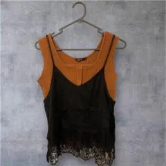 ノースリーブ　キャミ　レース　セット