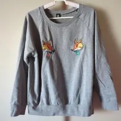 merlot メルロー　トレーナー　スウェット　グレー　長袖　キツネ　刺繍
