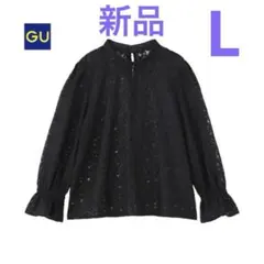 新品〔 GU 〕レースキャンディスリーブブラウス（7分袖）　Lサイズ