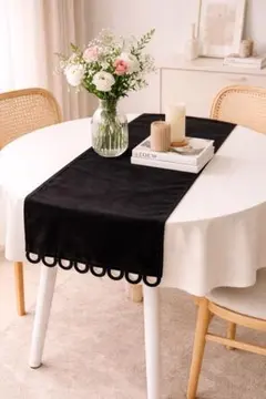ドイツ製 テーブルランナー 黒 テーブルセンター インテリア モダン