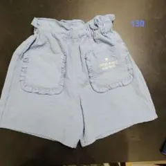 ライトブルー フリルポケット ハーフパンツ