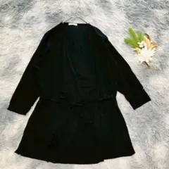 GLACIER ハニーズ (M) 7分袖 カーディガン ウエストリボン 黒