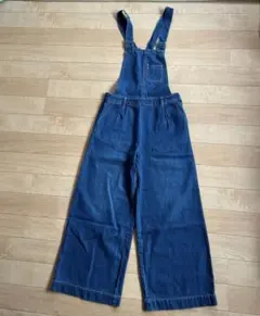 ベルーナ RyuRyu デニムブルー サロペット 前面ポケット付き ワイドパンツ