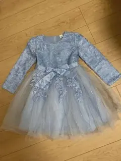 ライトブルー レースドレス 長袖