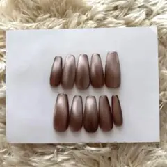 【即購入OK】現品 ネイルチップ マグネット ブラウン ワンカラー 秋冬ネイル