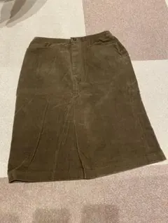 コーデュロイひざ丈スカート ダークブラウン