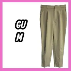 [GU] ジーユー　テーパード　スラックス　グリーン系　ハイウェスト　タック