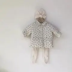 新品未使用 90cm さくらんぼ柄 アイボリー キッズダウン 2色展開