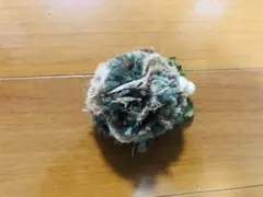 花形 ブローチ 青茶色 布製