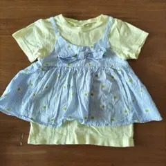 ストライプ✕花柄　半袖Tシャツ
