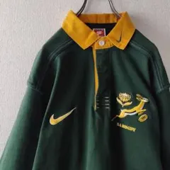 激レア☆90s ナイキ 刺繍ロゴ 南アフリカ代表 ラグビー ラガーシャツ Ｌのサムネイル