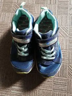 瞬足　ネイビー/ミント 星柄 スニーカー　サイズ21cm