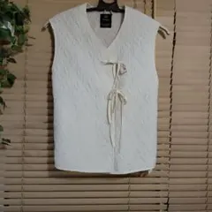 象牙色 絎縫 V 領 背心