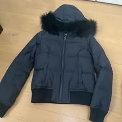 ファー付きフード ブラックダウンジャケット