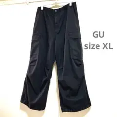 GUスーパーワイドカーゴパンツ ブラック サイズXL