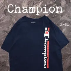 Champion Tシャツ 企業ロゴ　ネイビー　XL