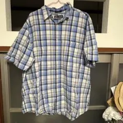 CHAPS 半袖シャツ XL/REG 青系チェック　古着