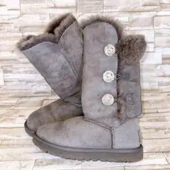 レア　美品　UGG スワロフスキー　ボタン　ロング　ブーツ　グレー　24