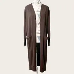 【イネド】カーディガン/9サイズ/茶色/リブ編み/ロング丈/大人シック/長袖のサムネイル