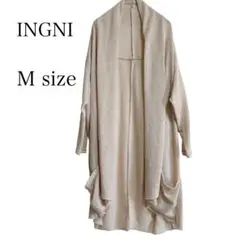 【イング】前開き 薄手 ロング カーディガン ベージュ 羽織り Mサイズ