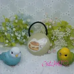 くるみボタン ヘアゴム ケーキとアヒル 02