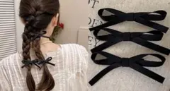 ブラックリボン ヘアアクセサリー 3個セット