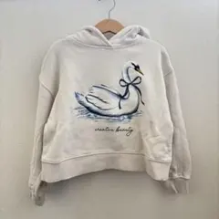 ZARA スワン柄 スウェットパーカー キッズ 8-9y 130
