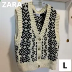 ZARA ニット ベスト ノルディック　L