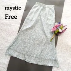 美品ミスティック　総柄　ロング丈　Aラインスカート　ウエストゴム　緑　6455のサムネイル
