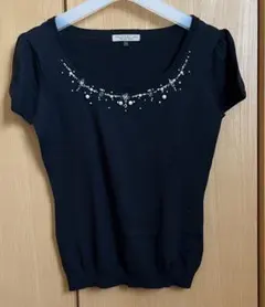 プロポーションボディドレッシング ブラック半袖ニット